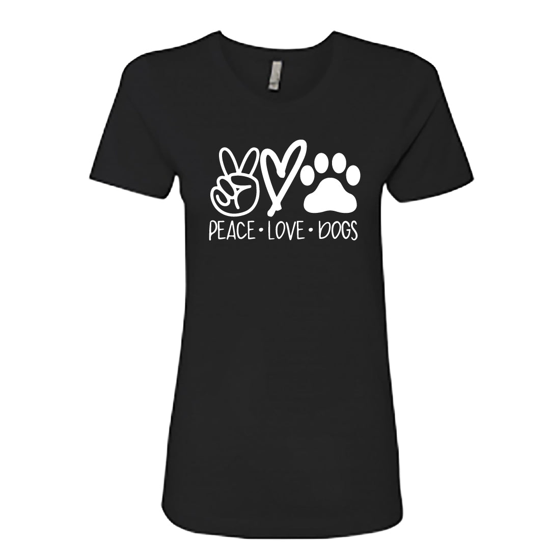HEARTFELT "Peace Love Dogs" Women's T-Shirt – Fun & Comfy Dog Lover Tee