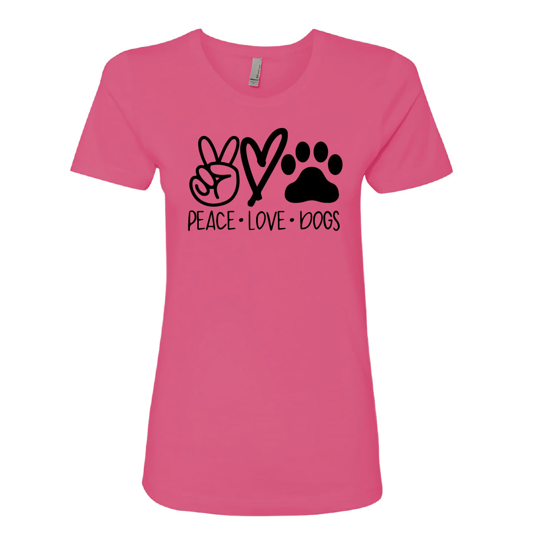 HEARTFELT "Peace Love Dogs" Women's T-Shirt – Fun & Comfy Dog Lover Tee