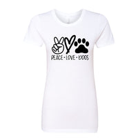 HEARTFELT "Peace Love Dogs" Women's T-Shirt – Fun & Comfy Dog Lover Tee