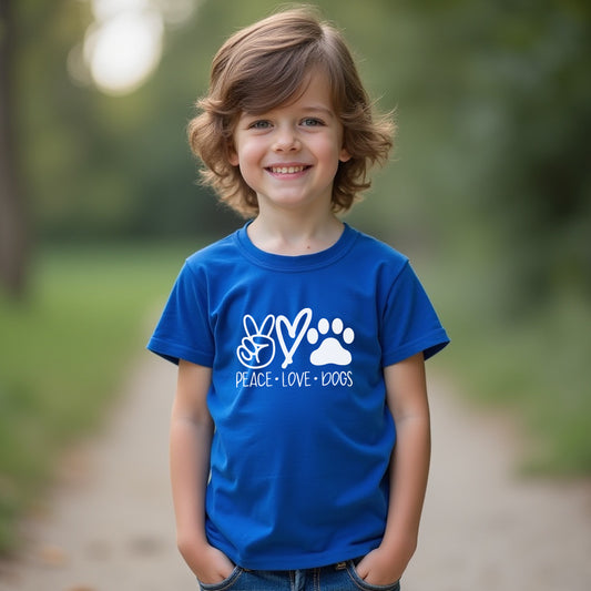 HEARTFELT "Peace Love Dogs" Youth T-Shirt – Fun & Comfy Dog Lover Tee