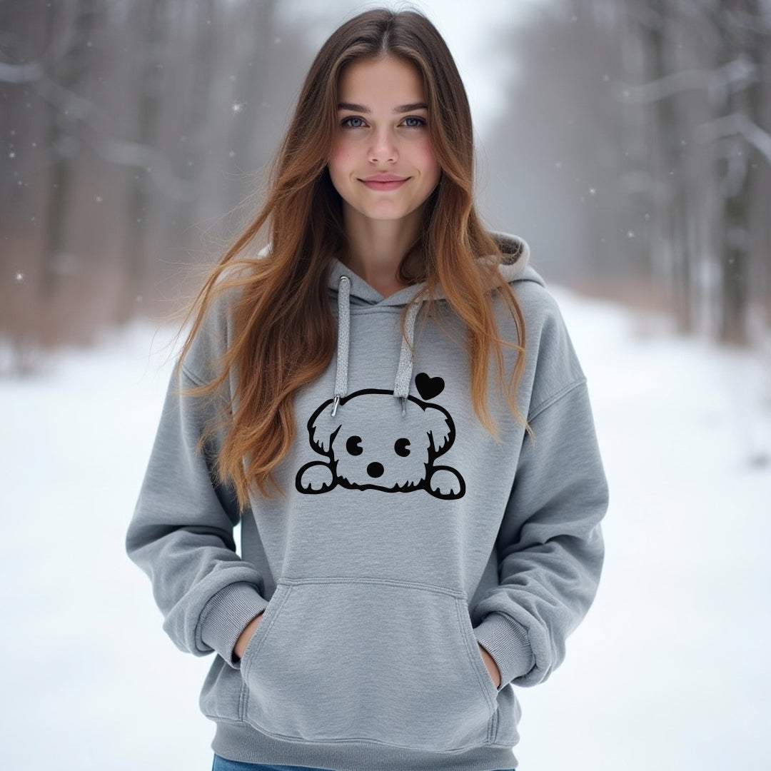ADORABLE Peeking Dog Unisex Hoodie – Heartfelt & Cozy Pet Lover Sweatshirt
