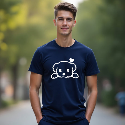 ADORABLE Peeking Dog Men's T-Shirt – Heartfelt & Comfy Dog Lover Tee
