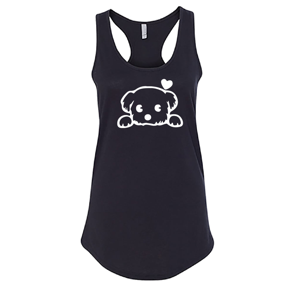 ADORABLE Peeking Dog Racerback Tank Top – Heartfelt & Comfy Dog Lover Tee