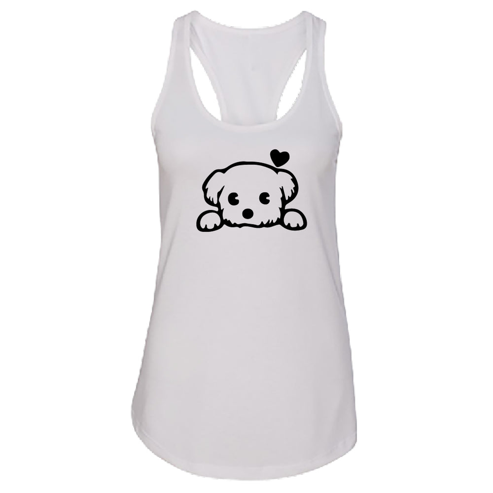 ADORABLE Peeking Dog Racerback Tank Top – Heartfelt & Comfy Dog Lover Tee