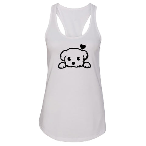 ADORABLE Peeking Dog Racerback Tank Top – Heartfelt & Comfy Dog Lover Tee