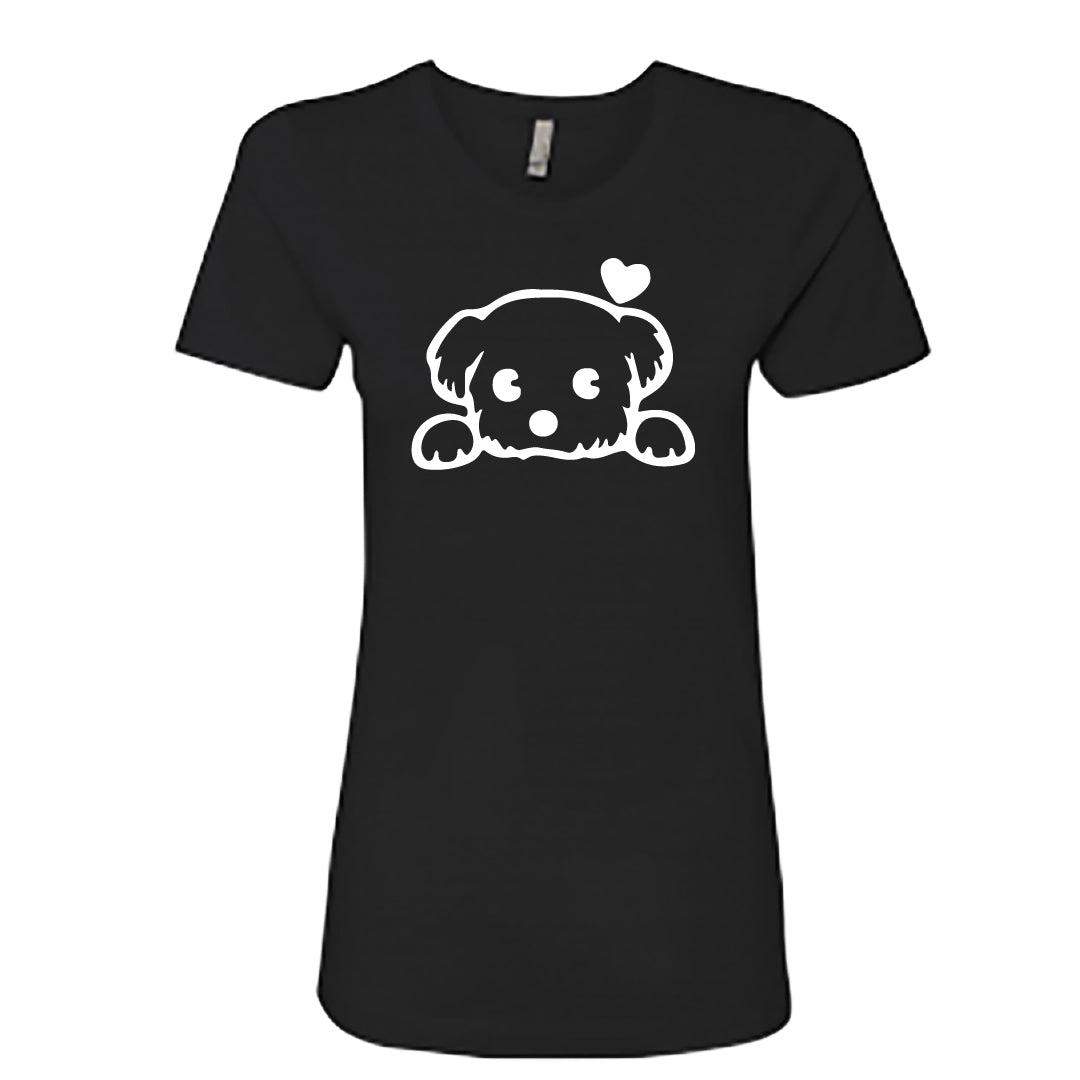 ADORABLE Peeking Dog Women's T-Shirt – Heartfelt & Comfy Dog Lover Tee