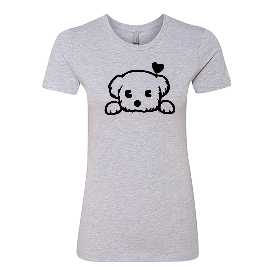ADORABLE Peeking Dog Women's T-Shirt – Heartfelt & Comfy Dog Lover Tee
