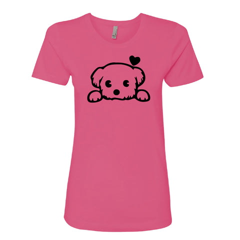 ADORABLE Peeking Dog Women's T-Shirt – Heartfelt & Comfy Dog Lover Tee