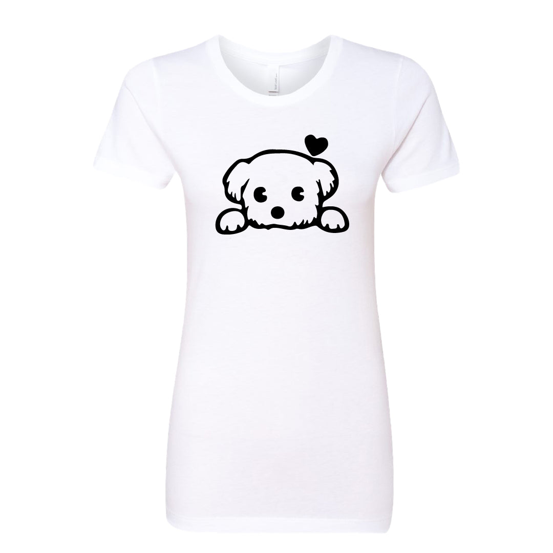 ADORABLE Peeking Dog Women's T-Shirt – Heartfelt & Comfy Dog Lover Tee