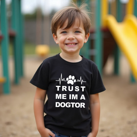 HUMOROUS "Trust Me I'm a Dogtor" Youth T-Shirt – Witty Kids' Dog Lover Tee