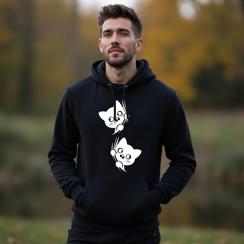 ADORABLE Peeking Cats Unisex Hoodie – Fun & Comfy Cat Lover Sweatshirt