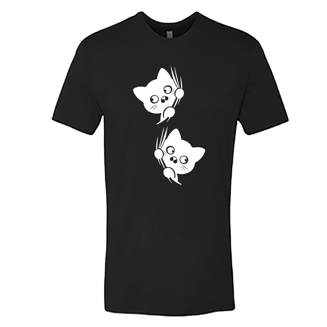 MISCHIEVOUS Peeking Cats Men's T-Shirt – Adorable & Funny Cat Lover Tee