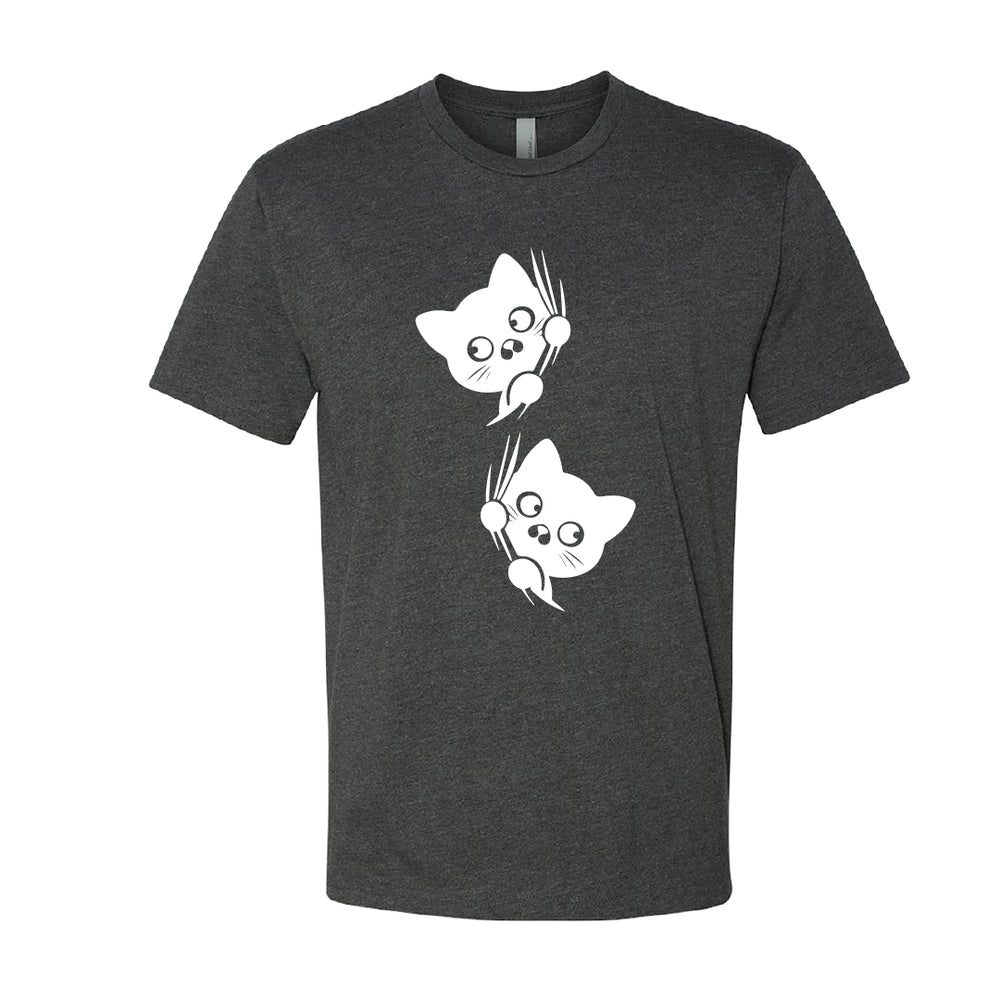 MISCHIEVOUS Peeking Cats Men's T-Shirt – Adorable & Funny Cat Lover Tee