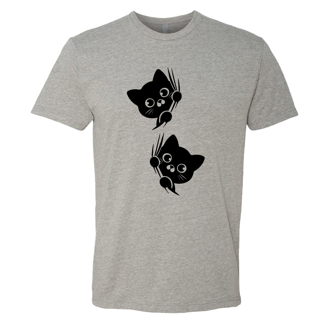 MISCHIEVOUS Peeking Cats Men's T-Shirt – Adorable & Funny Cat Lover Tee