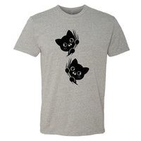 MISCHIEVOUS Peeking Cats Men's T-Shirt – Adorable & Funny Cat Lover Tee