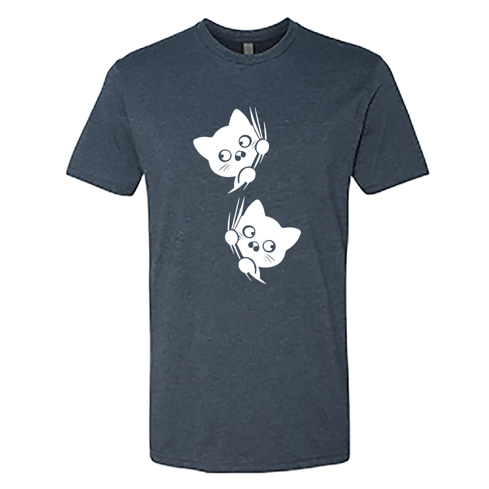 MISCHIEVOUS Peeking Cats Men's T-Shirt – Adorable & Funny Cat Lover Tee