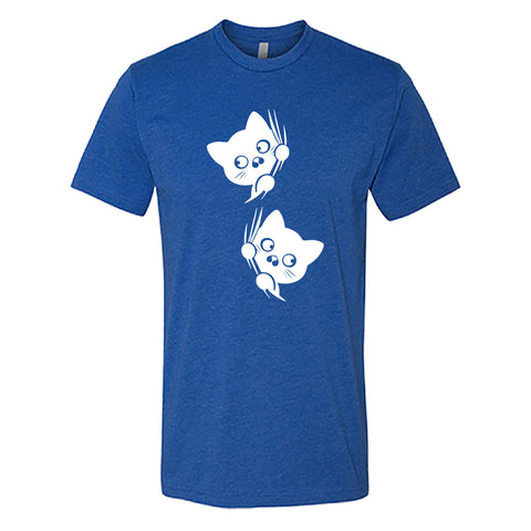 MISCHIEVOUS Peeking Cats Men's T-Shirt – Adorable & Funny Cat Lover Tee