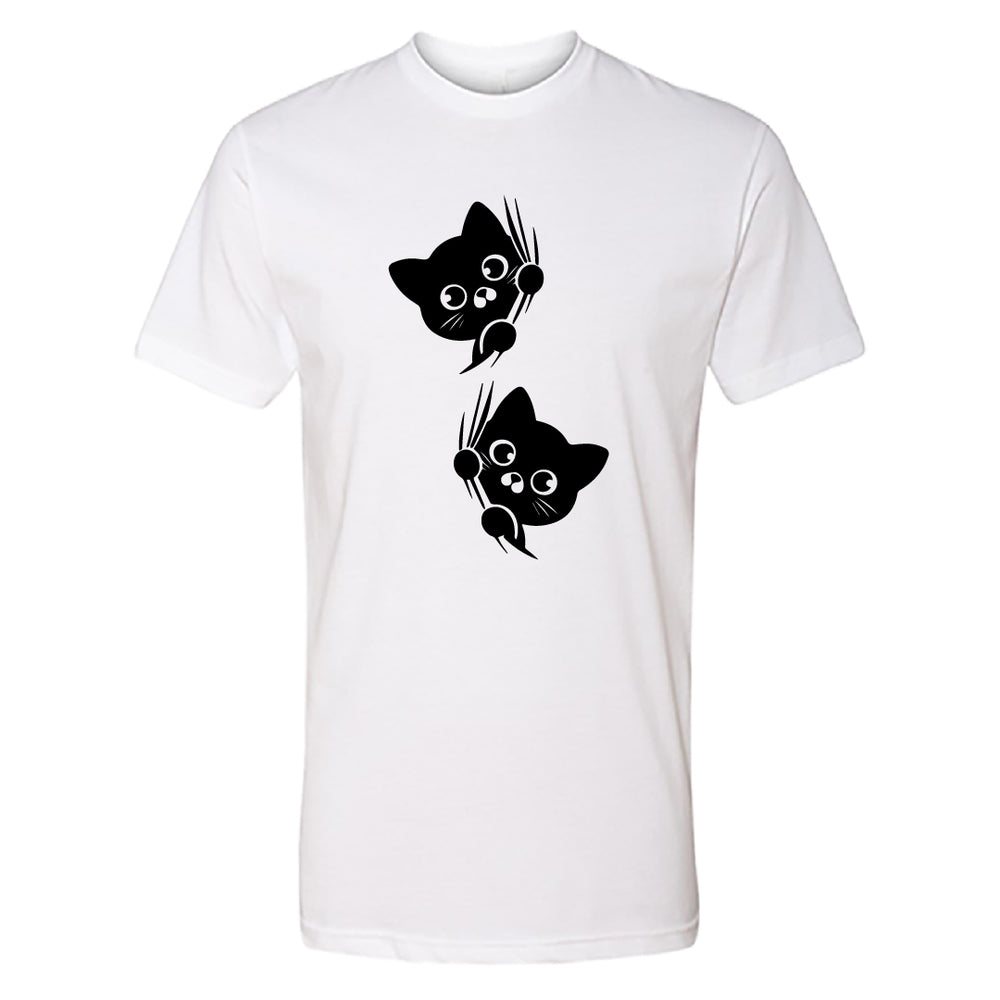 MISCHIEVOUS Peeking Cats Men's T-Shirt – Adorable & Funny Cat Lover Tee