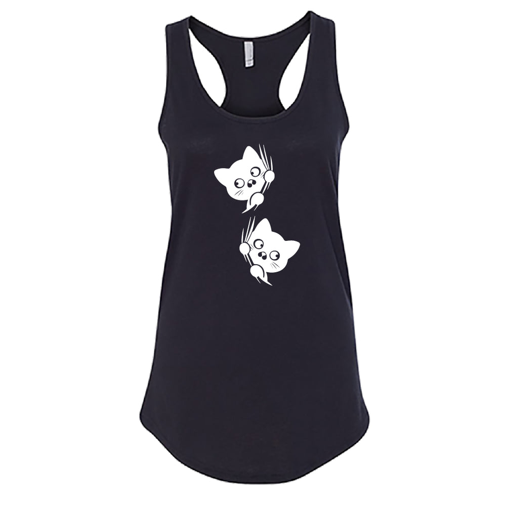ADORABLE Peeking Cats Racerback Tank Top – Fun & Comfy Cat Lover Tee