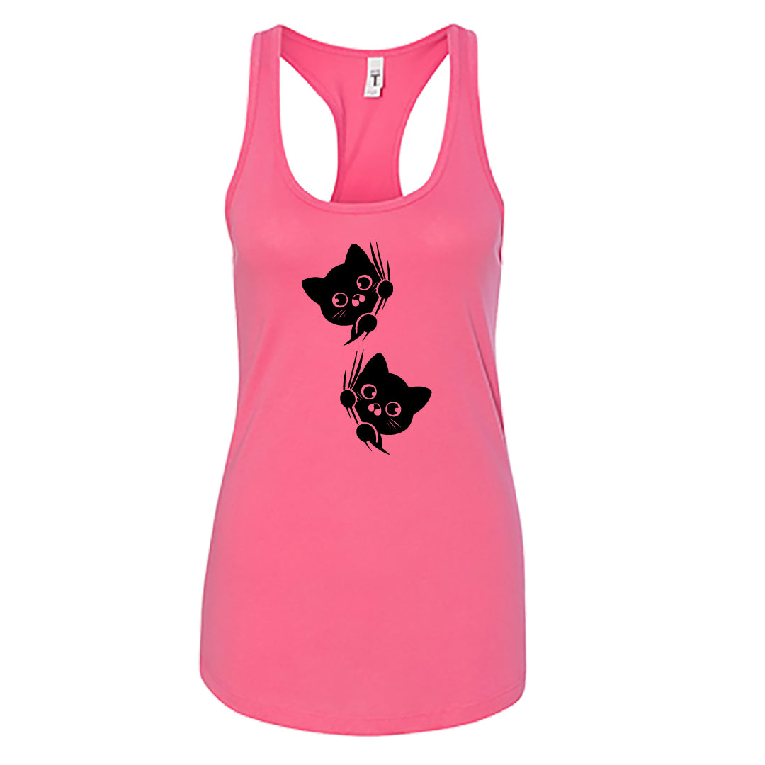 ADORABLE Peeking Cats Racerback Tank Top – Fun & Comfy Cat Lover Tee