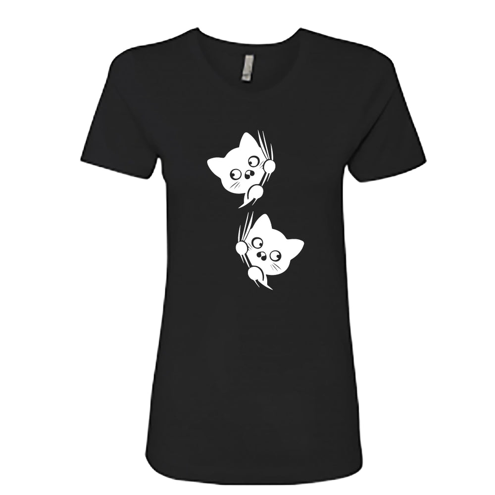 MISCHIEVOUS Peeking Cats Women's T-Shirt – Adorable & Fun Cat Lover Tee