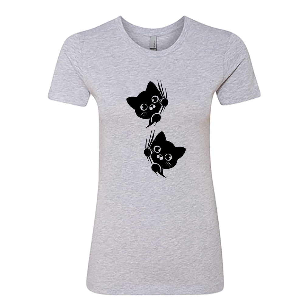 MISCHIEVOUS Peeking Cats Women's T-Shirt – Adorable & Fun Cat Lover Tee