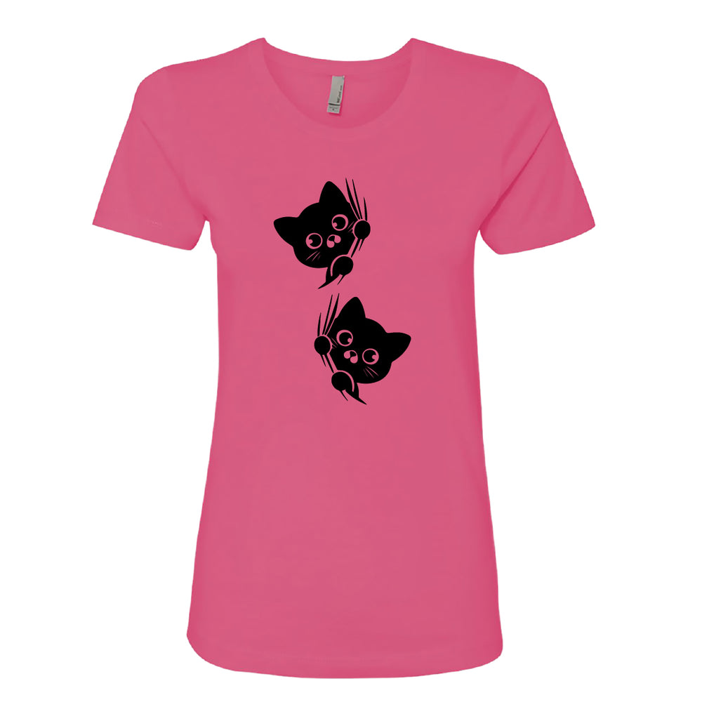 MISCHIEVOUS Peeking Cats Women's T-Shirt – Adorable & Fun Cat Lover Tee