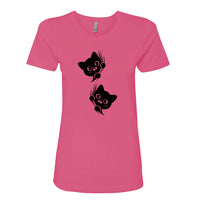 MISCHIEVOUS Peeking Cats Women's T-Shirt – Adorable & Fun Cat Lover Tee
