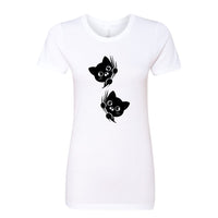 MISCHIEVOUS Peeking Cats Women's T-Shirt – Adorable & Fun Cat Lover Tee