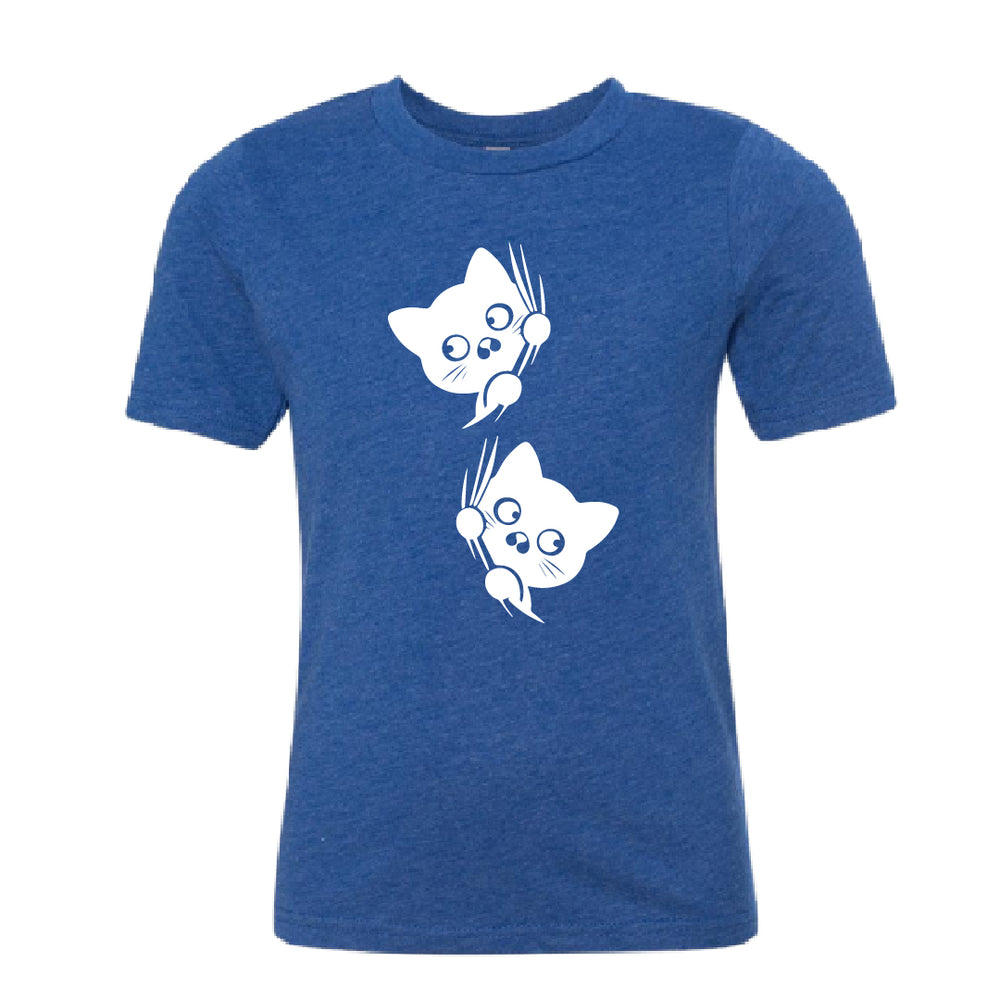 MISCHIEVOUS Peeking Cats Youth T-Shirt – Adorable & Fun Cat Lover Tee