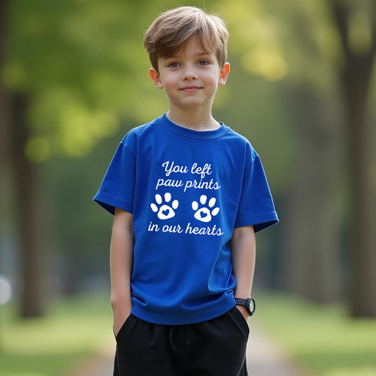 HEARTFELT "Paw Prints" Youth T-Shirt – Touching Pet Memorial Kids' Tee