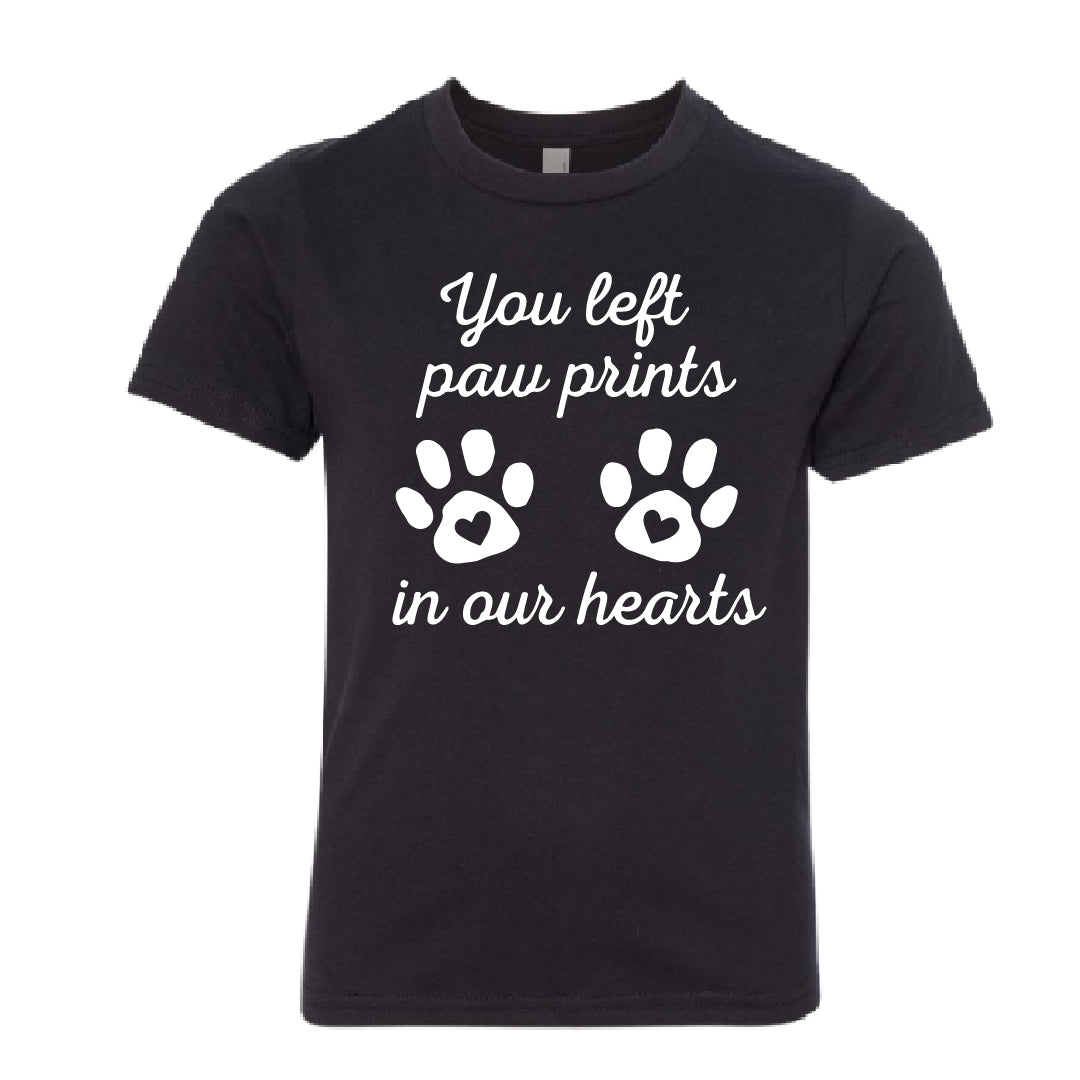 HEARTFELT "Paw Prints" Youth T-Shirt – Touching Pet Memorial Kids' Tee