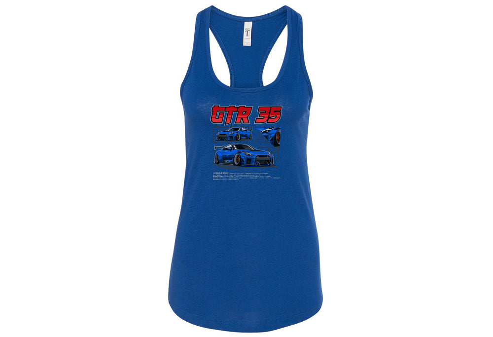 Nissan GTR 35 Women's Top Tank – Lightweight, Fitted Racerback Tank in Hot Pink, Royal, White | Sizes Small to 2XL