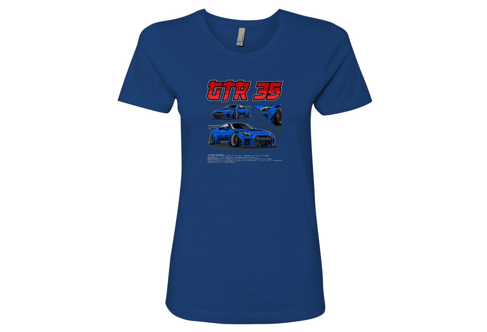 Nissan GTR 35 Women’s T-Shirt – Lightweight, Fitted Tee in Black, Hot Pink, Royal, White | Sizes Small to 2XL