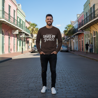 Saved by Grace Long Sleeve T-Shirt | Ephesians 2:8 Scripture Faith Tee | Men's Christian Apparel By Gildan2400