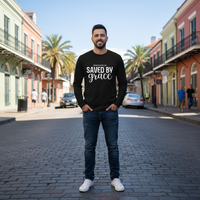 Saved by Grace Long Sleeve T-Shirt | Ephesians 2:8 Scripture Faith Tee | Men's Christian Apparel By Gildan2400