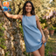 Women's Casual Sleeveless Linen Mini Dress - Summer Boho Scoop Low Back Beach Swing Tank Dresses