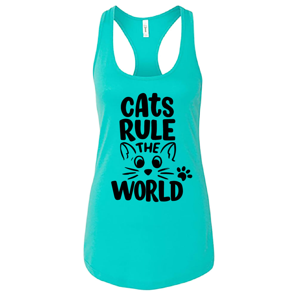 Cats Rule the World" Women's Racerback Tank Top – The Purr-fect Top for Cat Lovers