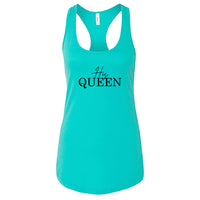 Women’s "His Queen" Tank Top – Elegant Crown Typography Racerback – Soft Cotton Sleeveless Matching Couples Shirt for Her