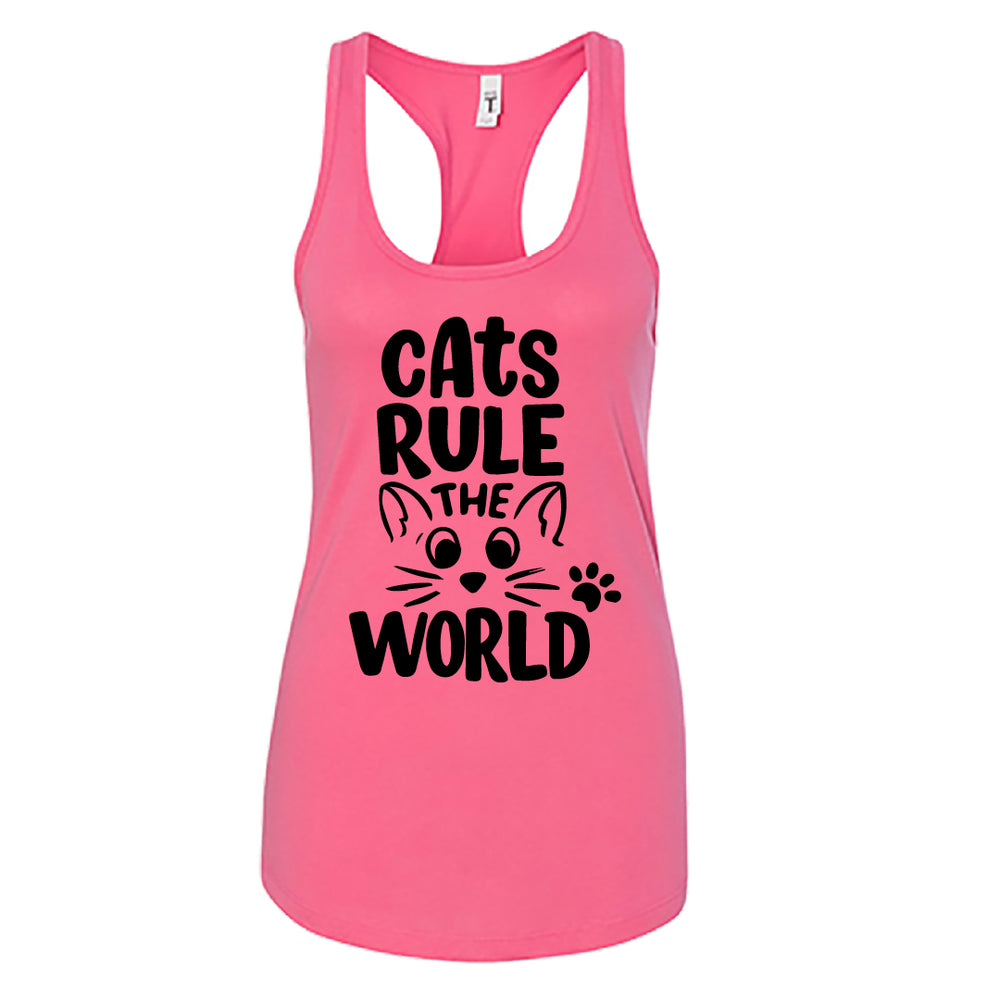 Cats Rule the World" Women's Racerback Tank Top – The Purr-fect Top for Cat Lovers
