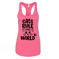 Cats Rule the World" Women's Racerback Tank Top – The Purr-fect Top for Cat Lovers