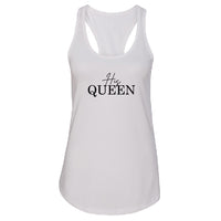 Women’s "His Queen" Tank Top – Elegant Crown Typography Racerback – Soft Cotton Sleeveless Matching Couples Shirt for Her