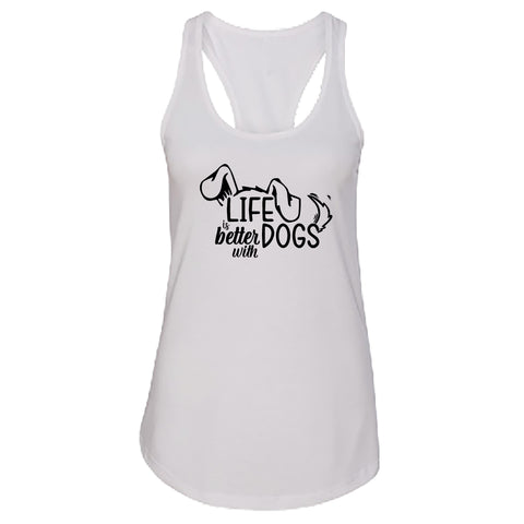 "Life is Better with Dogs" Women's Racerback Tank – A Heartfelt Top for Dog Lovers