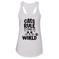 Cats Rule the World" Women's Racerback Tank Top – The Purr-fect Top for Cat Lovers
