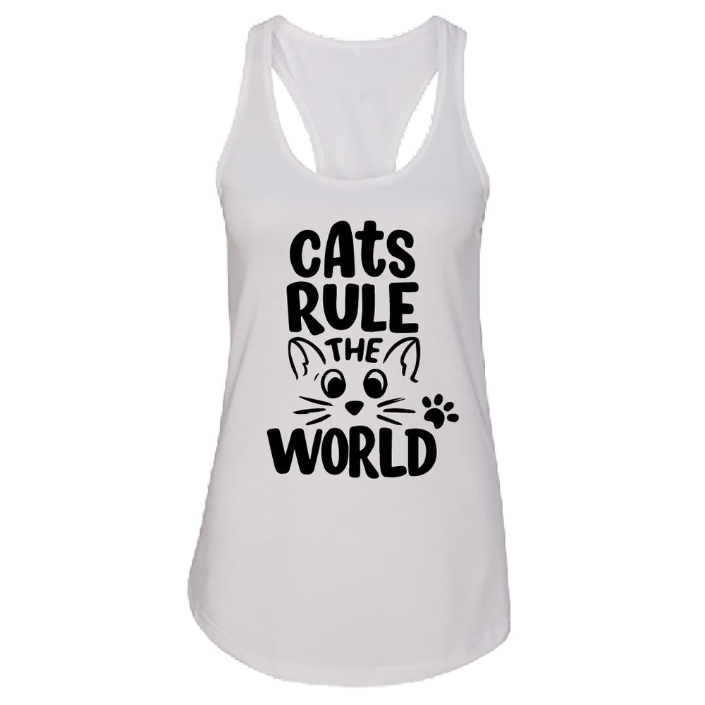 Cats Rule the World" Women's Racerback Tank Top – The Purr-fect Top for Cat Lovers