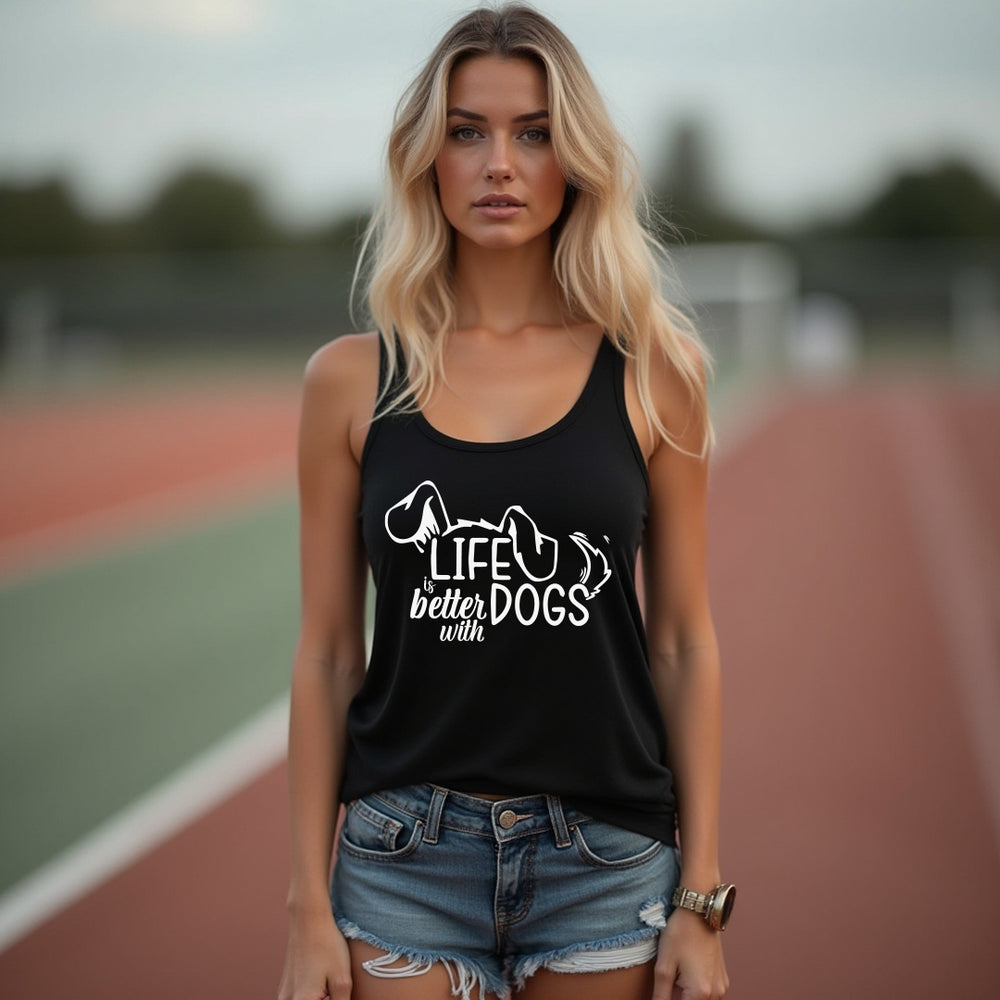 "Life is Better with Dogs" Women's Racerback Tank – A Heartfelt Top for Dog Lovers