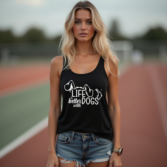 "Life is Better with Dogs" Women's Racerback Tank – A Heartfelt Top for Dog Lovers