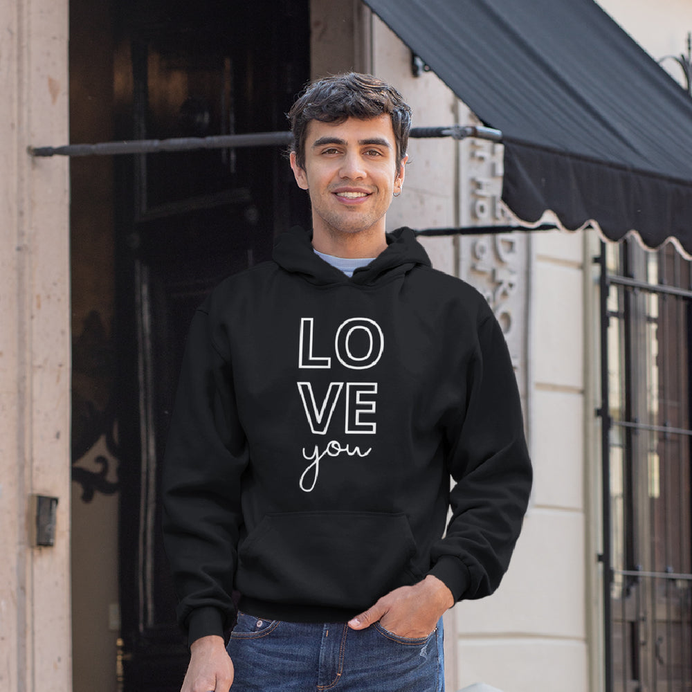 Gildan 18500 |Unisex "Love You" Graphic Hoodie | Cozy Valentine's Pullover & Matching Couples Sweatshirt