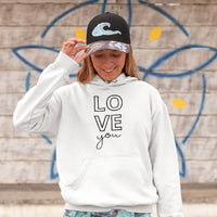 Gildan 18500 |Unisex "Love You" Graphic Hoodie | Cozy Valentine's Pullover & Matching Couples Sweatshirt