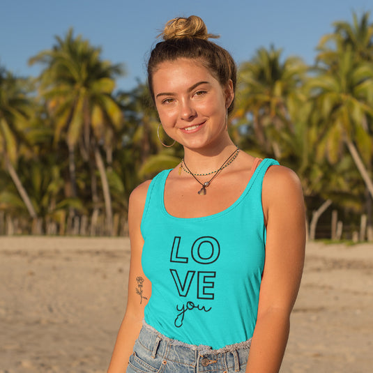 Women's "Love You" Graphic Tank Top | Cute Summer Sleeveless Shirt & Valentine's Gift